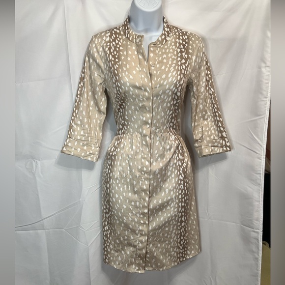 TUCKERNUCK Antelope Royal Shirt Dress Animal Print Size XXS/00 Button Front - Picture 2 of 12